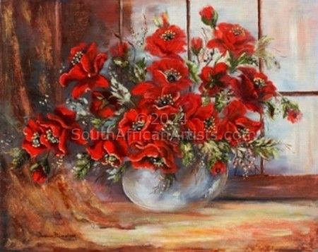 Still life with red poppies