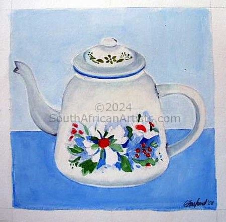 White Enamel teapot