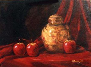 "Chinese Jar and Red Apples"