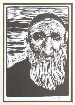 Old Man - Lino Cut Print 1/5