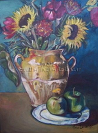 Ginger Pot with a Sunflower