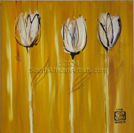 Three Tulips in Gold