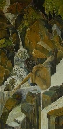Nude in a Waterfall