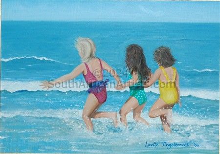 Girls Playing in the Sea