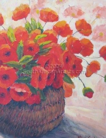 Basket with Poppies