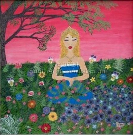 Lady in Flower Field