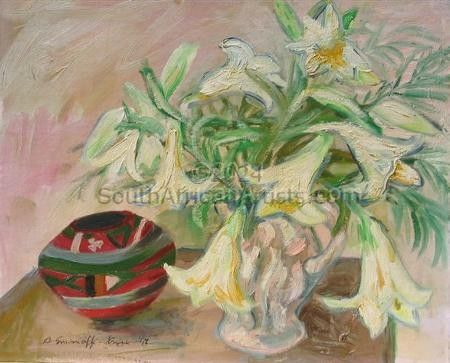 Lilies and African Vase