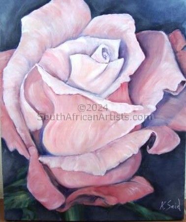 Soft Pink Rose on Silver