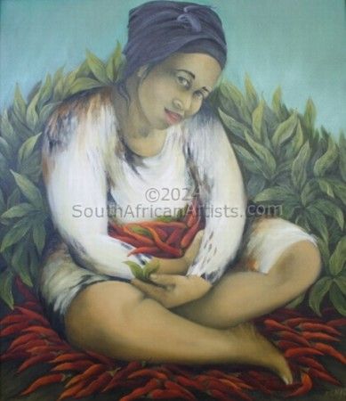 Woman with Chillies in her lap