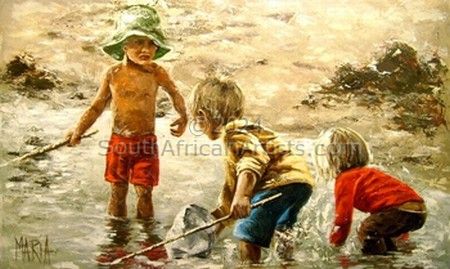 Die kinders vang vis