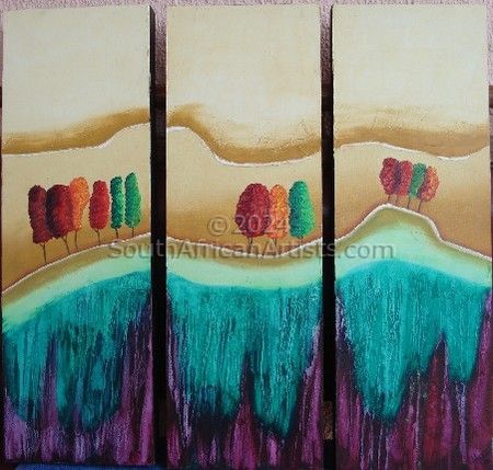 Autum trees on hill- 3piece