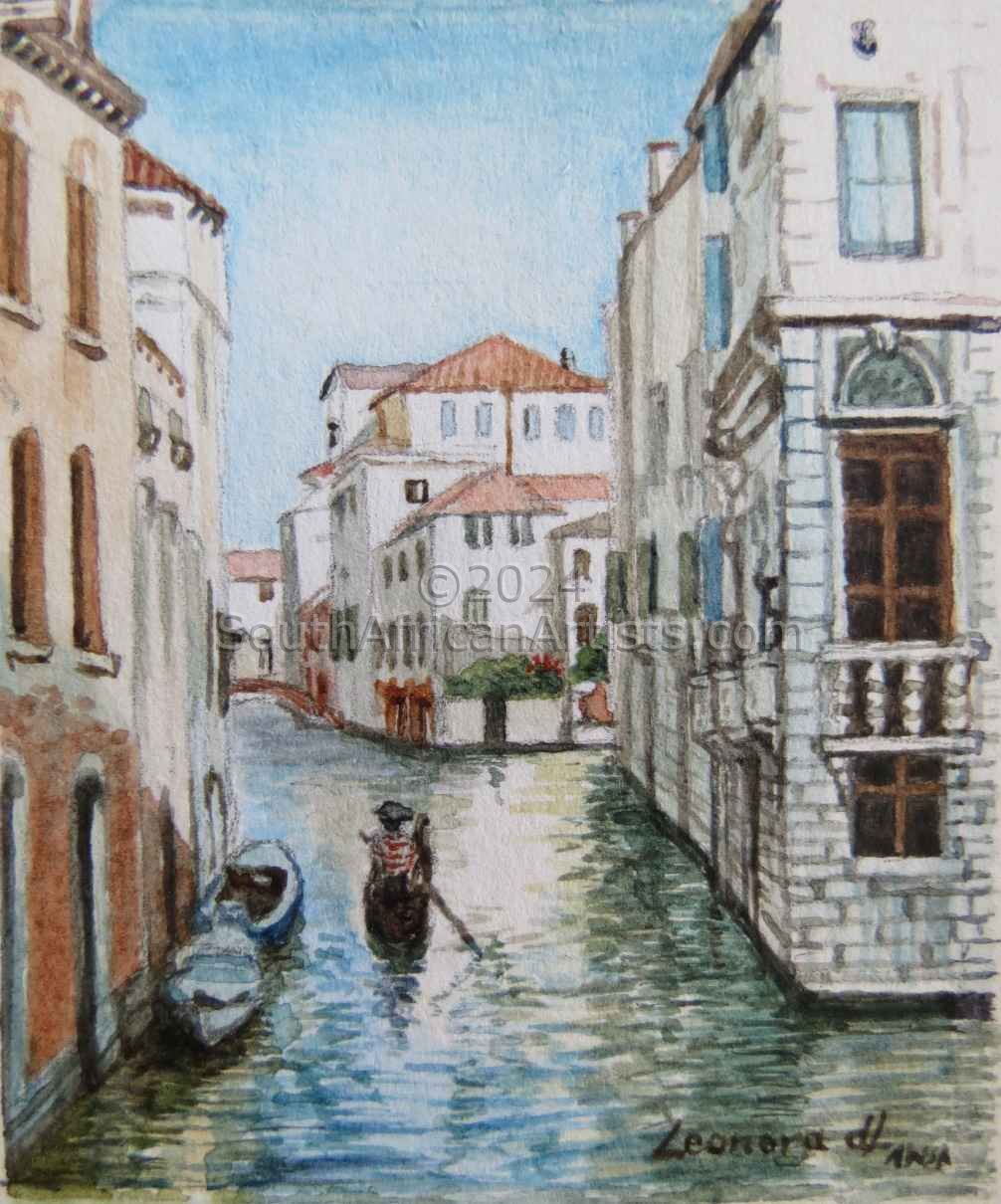 MINIATURE- Canal in Venice with Gondolier
