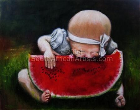 Baby with Watermelon