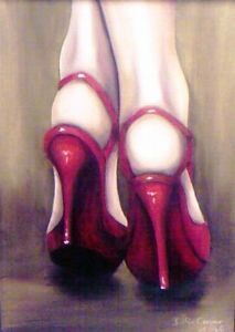 "Red shoes with flair"