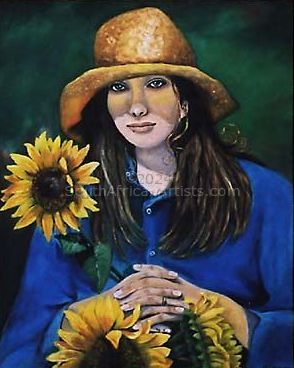 woman with sunflowers
