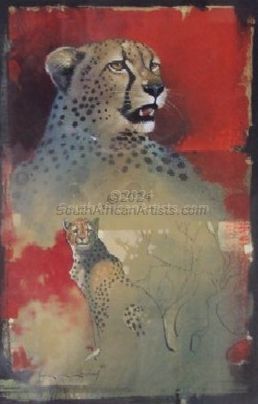 Cheetah Scetch In Red