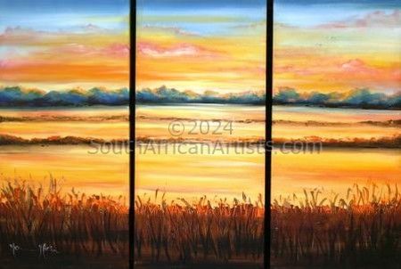 Turquoise and Gold Triptych