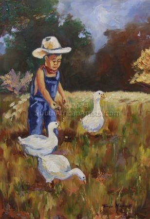 Boy Feeding the Geese