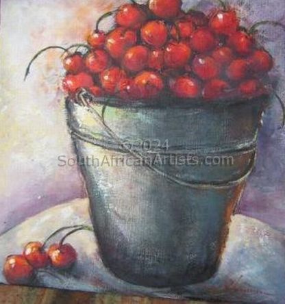 Bucket full of cherries