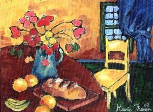 "Interior with a yellow chair"