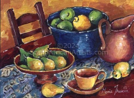Lemons, pears and pottery