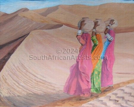 Three Water Carriers in Desert