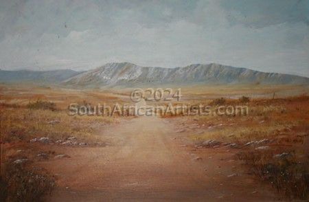 Roadway through Veld and Mountains