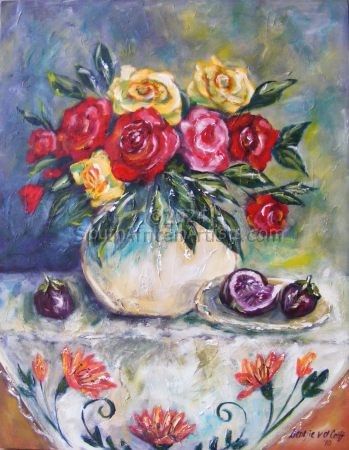 Roses and Figs Still Life