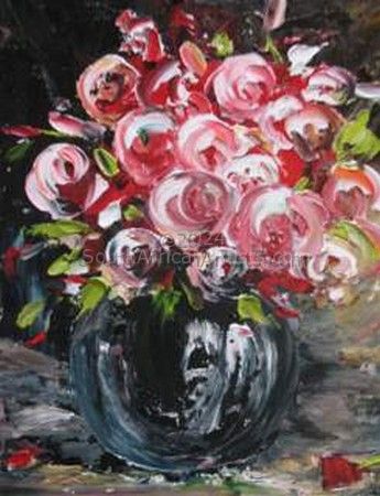 Rose with black vase