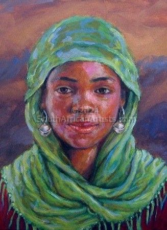 African Girl in Green Cloth
