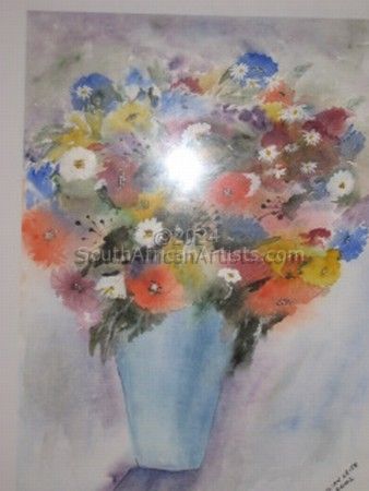 Flowers in a Blue Vase