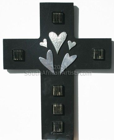 Cross with hearts