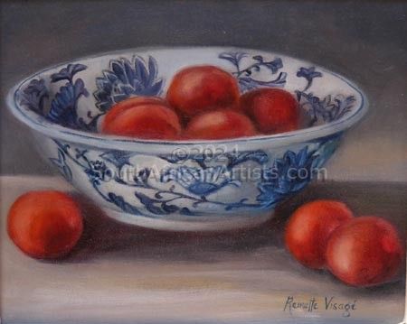 Delft Bowl with Red Plums