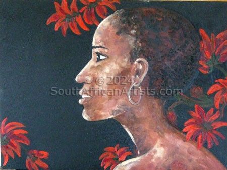 African Eve With Red Flowers