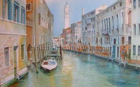Venice Canal with Tower