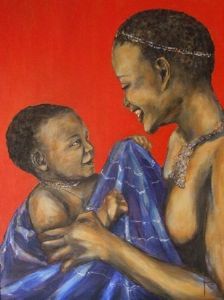 "Nofanezile - Ndebele girl and baby"