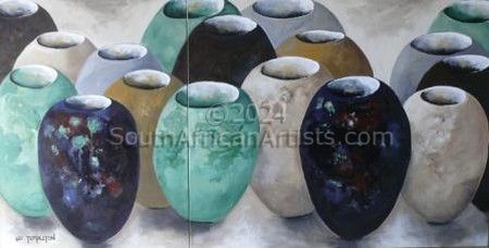 Azurite Lava Pots 2 canvases