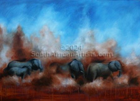 Herd of Elephants African Landscape