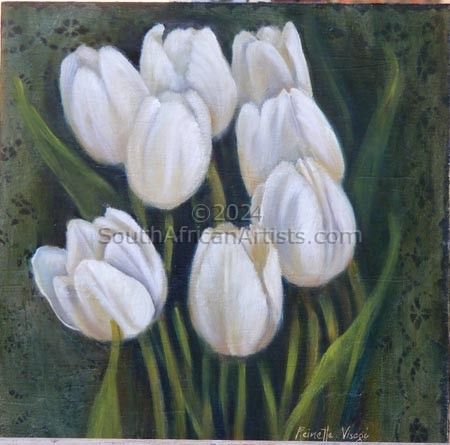 Seven White Tulips