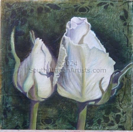 Two White Rosebuds