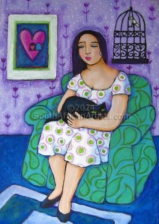 Woman with Cat on Her Lap