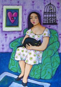 "Woman with Cat on Her Lap"