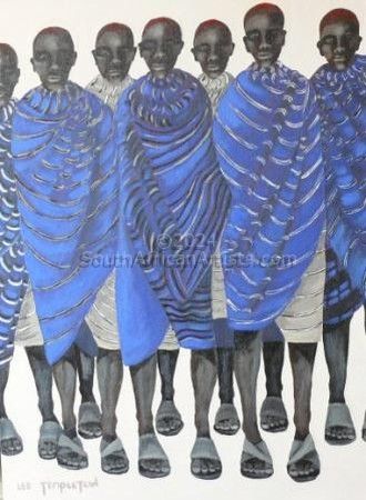 Masaai Warriors in Blue Shukas
