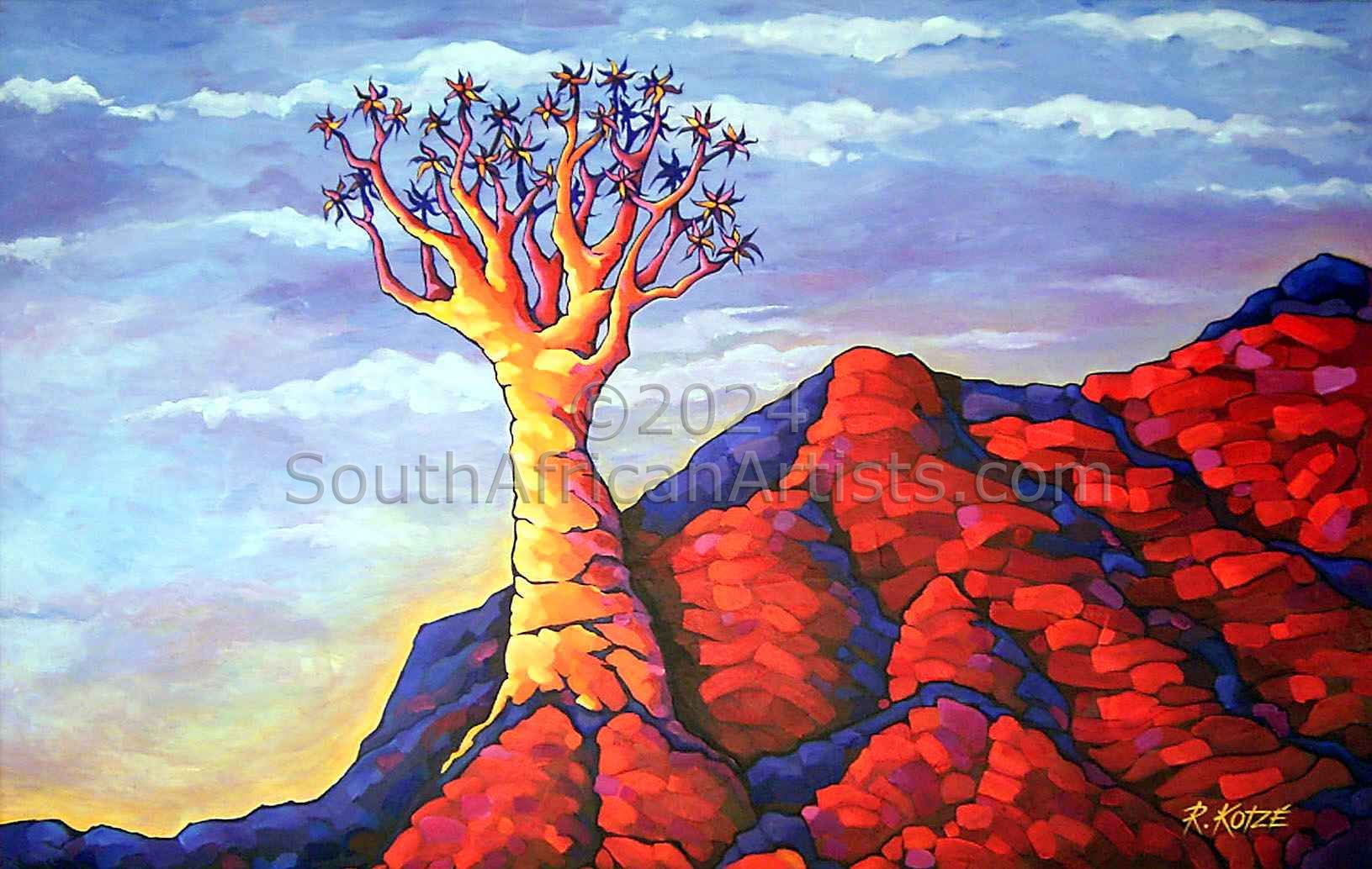 Rocky Outcrop Quiver Tree - Landscape Painting