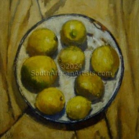 Lemons on Enamel Plate