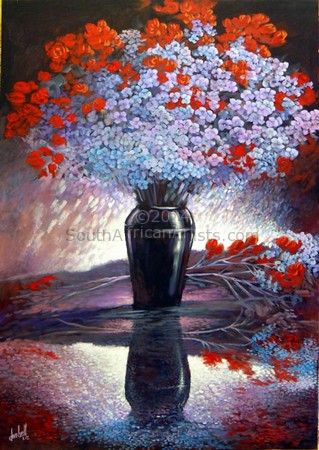 Black Vase & Flowers