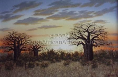 Three Baobab Sunset 