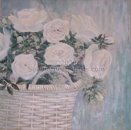 Basket of White Roses