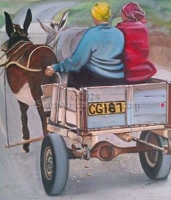 Women on a Donkey Cart