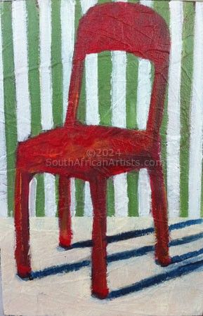 Small Red Chair with Green Stripes